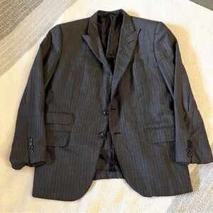 Tom Ford Wool-Silk Charcoal Pinstripe Suit Jacket – Size 54R/44R